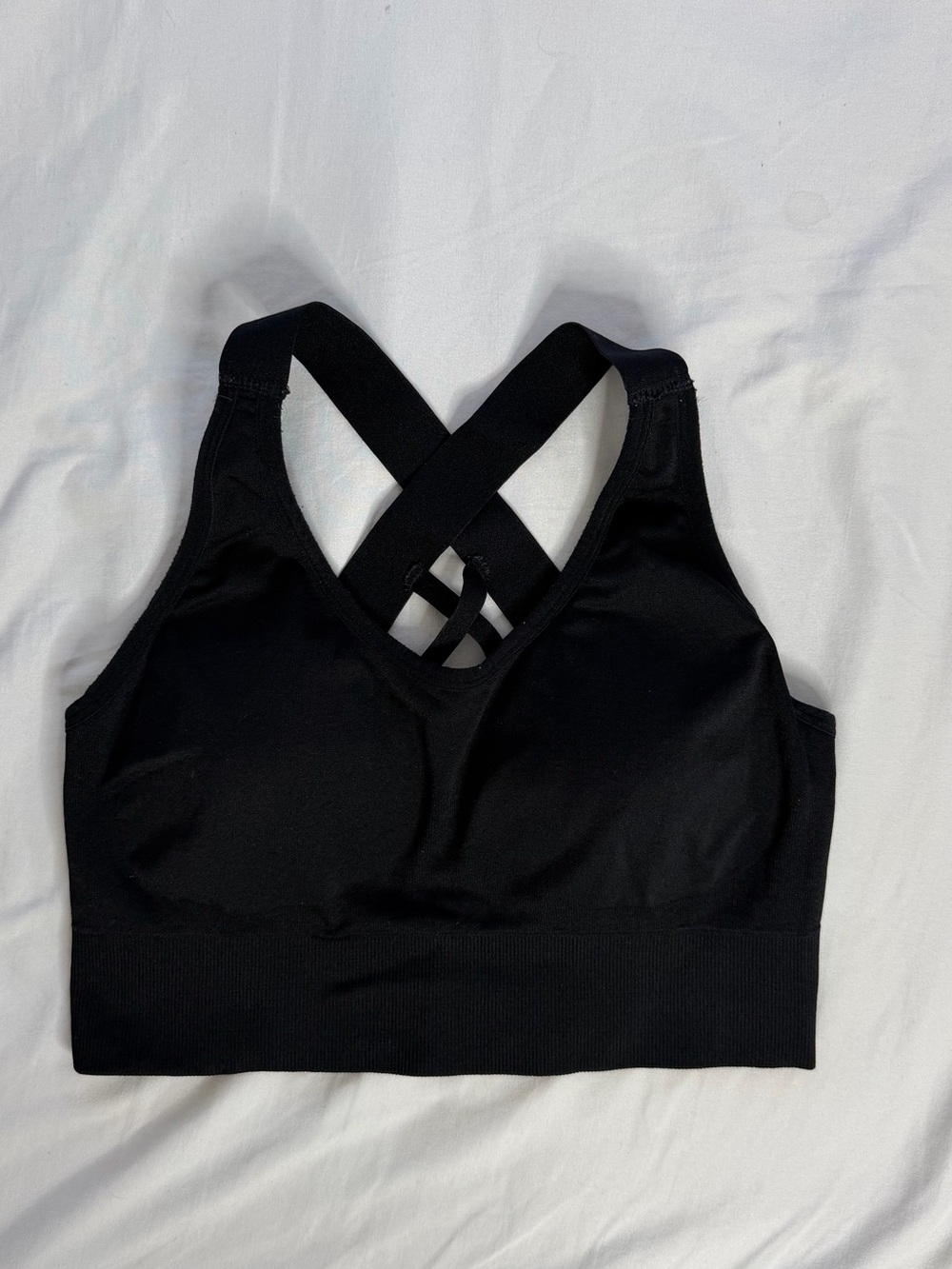 SHEIN Black Crisscross Seamless Sports Bra